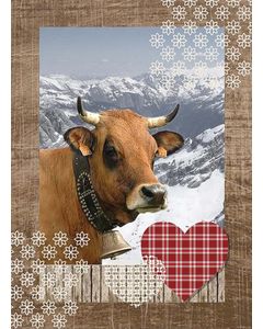 Torchon 50 x 70 cm vache avec cornes et cœur