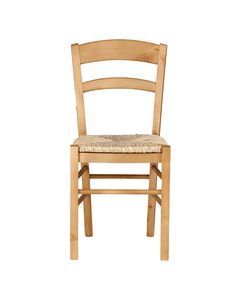 Chaise en bois à barreaux pin et paille rustique - Avoriaz
