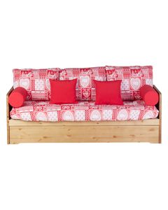 Canapé gigogne 3 places en pin et tissu rouge 190 x 160 cm Trentino - Avoriaz