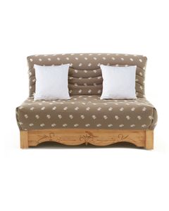 Canapé convertible BZ pin massif sculpté 140 x 200 cm Edelweiss taupe Aspin
