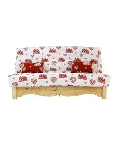 Housse de canapé convertible Clic clac 130 x 190 cm coeurchevel blanc rouge Aspin
