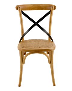 Chaise en bois naturelle croisillon noir Villa Florence - Bistrot