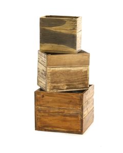 Caisse de rangement gigogne bois recyclé Noldor (lot de 3)