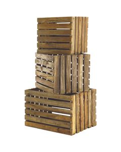 Caisse de rangement gigogne bois recyclé 70 x 45 cm Noldor (lot de 3)