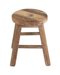 Tabouret en bois rond teck vieilli - Noldor
