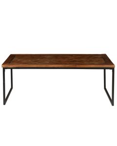 Table basse rectangulaire en bois et métal 120 cm avec motif géométrique Noldor