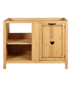 Meuble bas pin massif 120 cm angle droit 1 porte avec coeur Praz