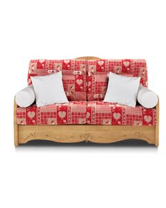 Canapé convertible express en pin massif  et tissu rouge Cervino  140 x 200 cm Aspin