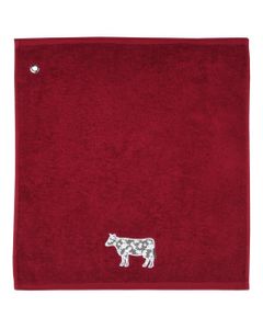 Torchon 50 X 50 cm rouge motif vache