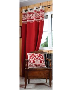Rideau à oeillets rouge décors Poya 135 x 260 cm Armailli