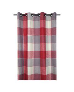 Rideau à carreaux rouge gris et blanc 135x260 cm en polyester coeurchevel
